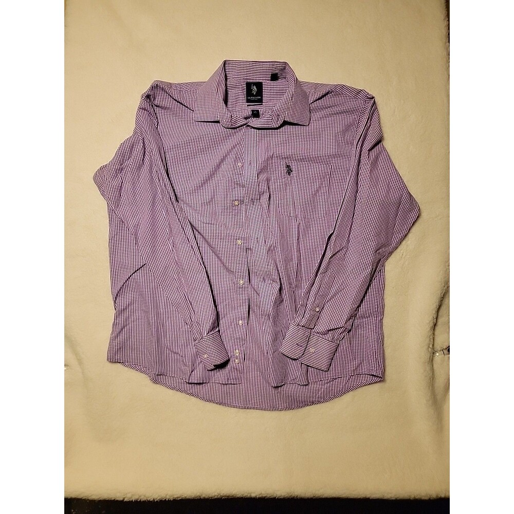 US. POLO ASSN Men Regular Fit Striped Pony Logo  Dress Shirt 18 36/37